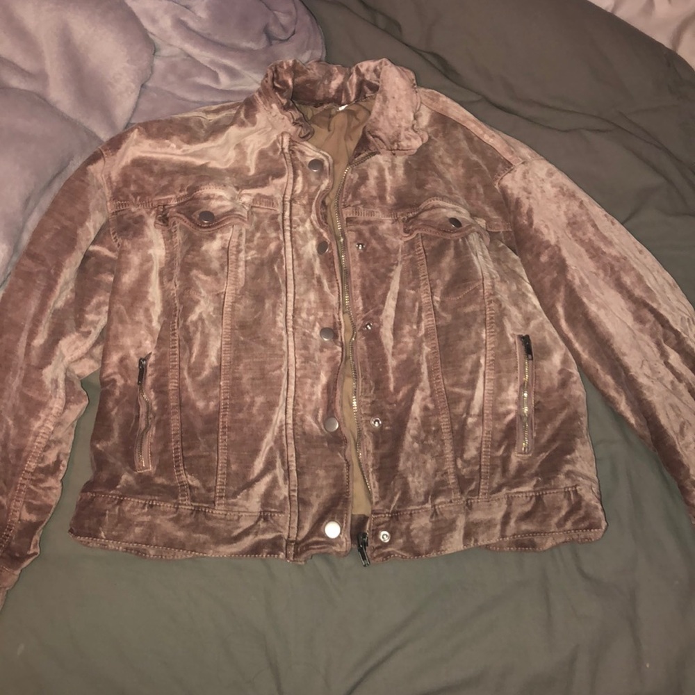 Free people oversized trucker moto crushed velvet jacket - Picture 2 of 7